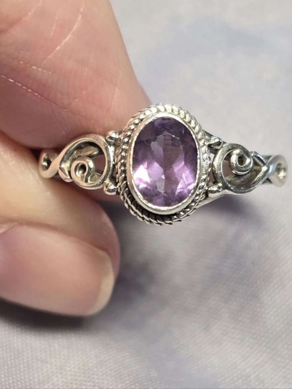 Amethyst Ring In Sterling Silver, Southwestern
